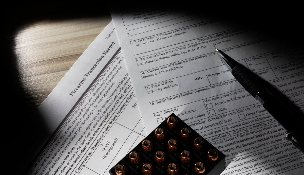 FBI background check form on a table with professional documentation for international use